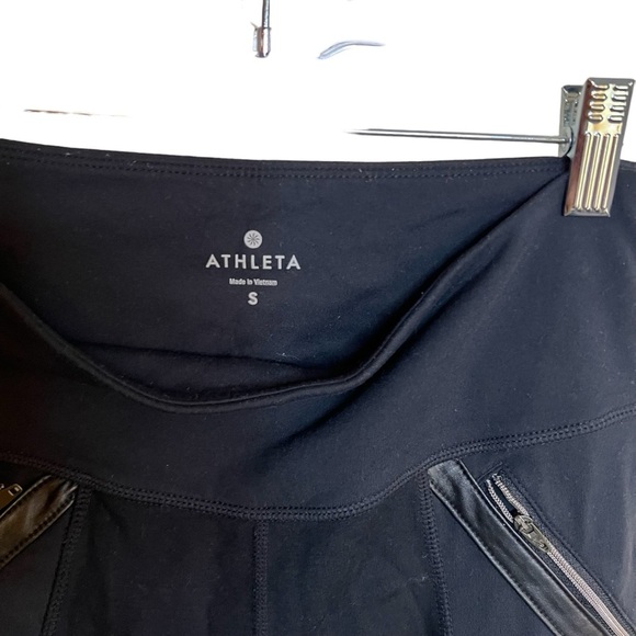 Athleta Women’s Size S Black Luxe Ponte Faux Leather Panel Leggings - Picture 3 of 3